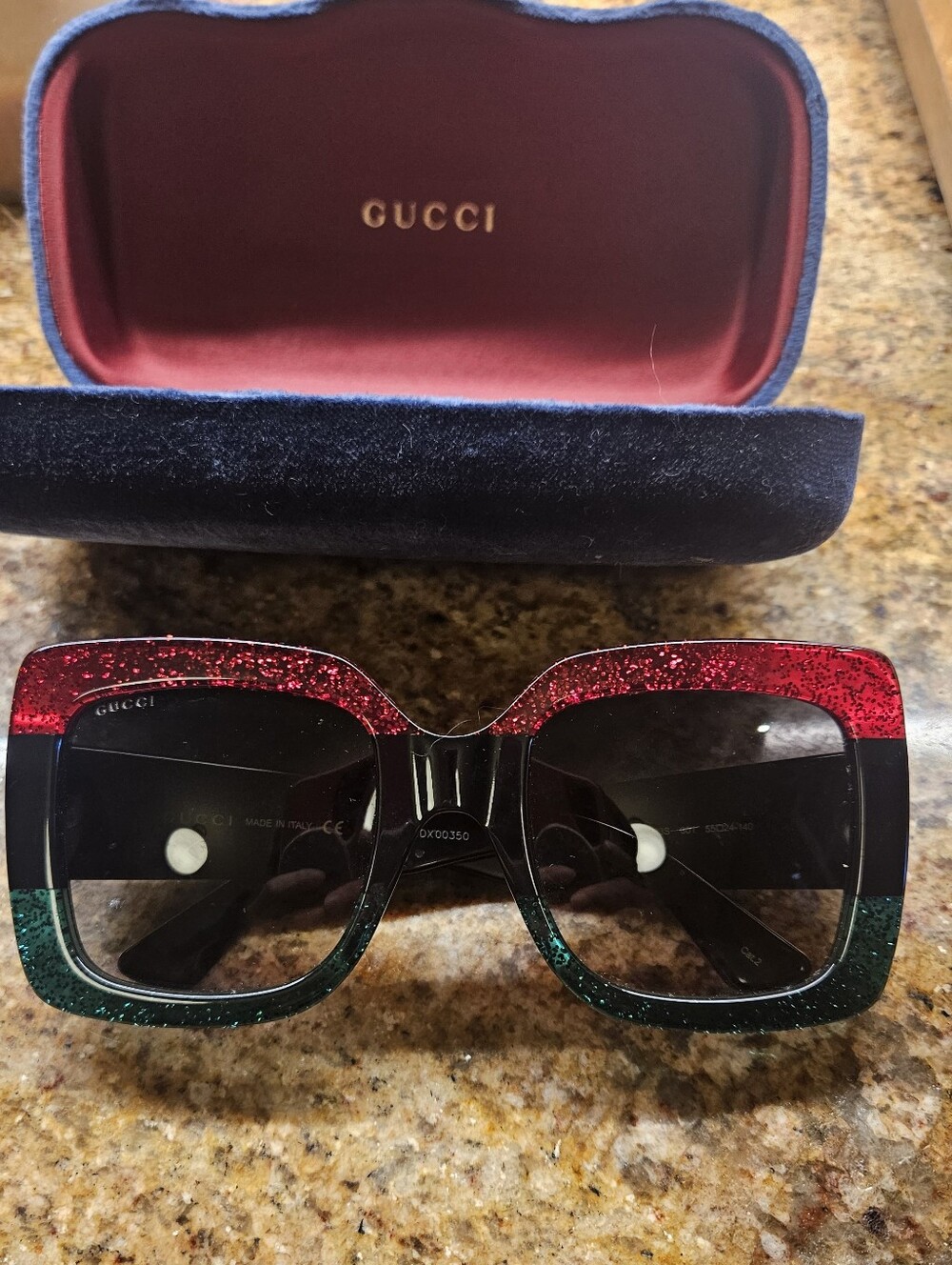 Gucci red and green oversized sunglasses
